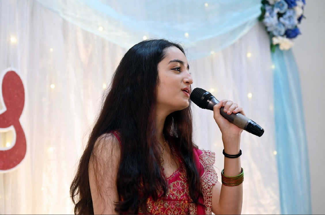Singing at a performance