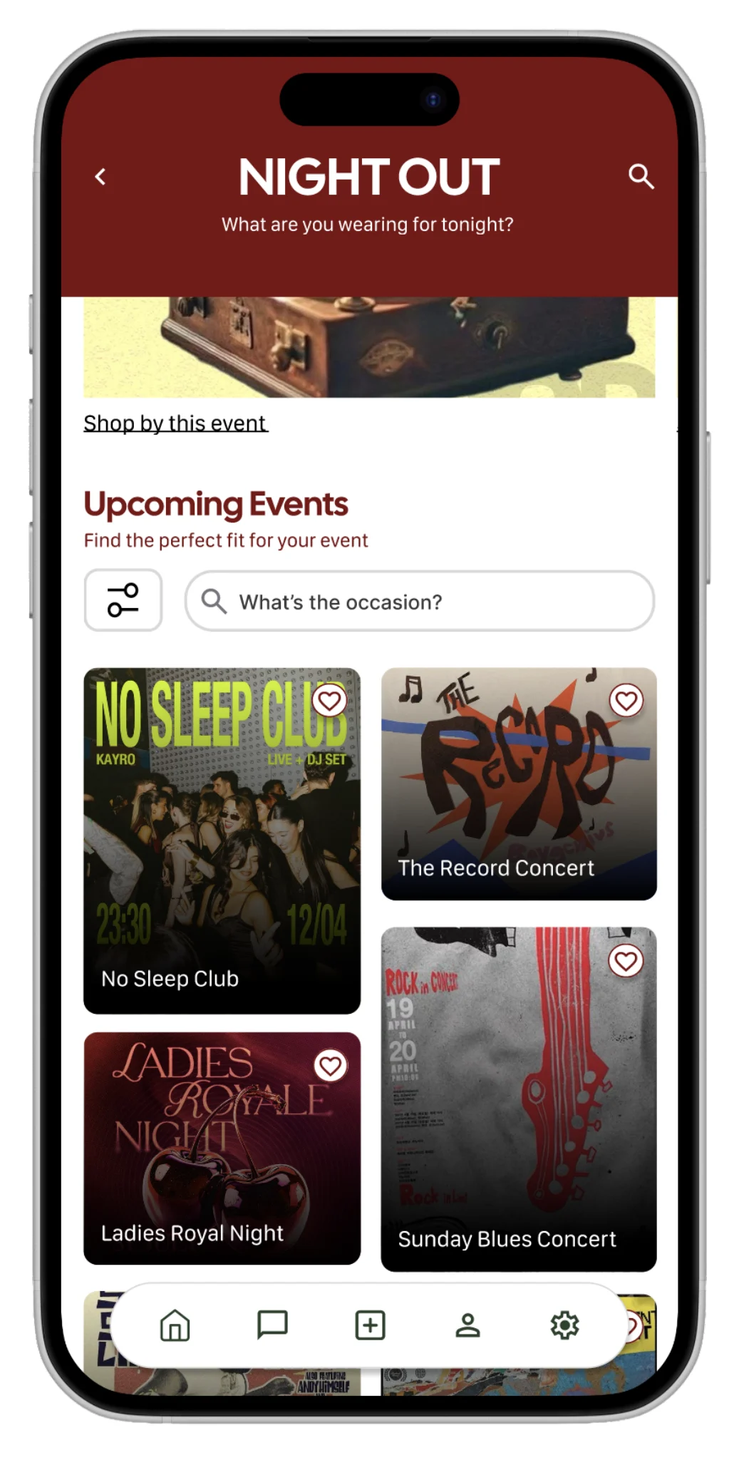 Events tab, after usability testing